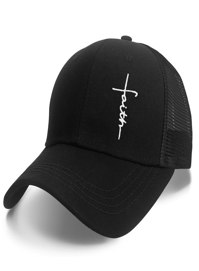 SJUDHHG Christian Faith Hats for Men Women, Cross Hat, Jesus Embroidered Adjustable Baseball Cap Black - Image 2